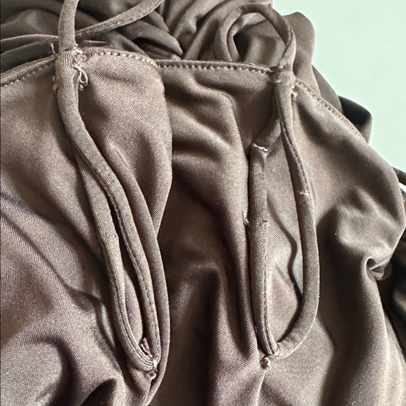 Lovers & Friends Odessa Espresso Brown Ruched Thin Strap Slip Maxi Gown size XL - Picture 8 of 12